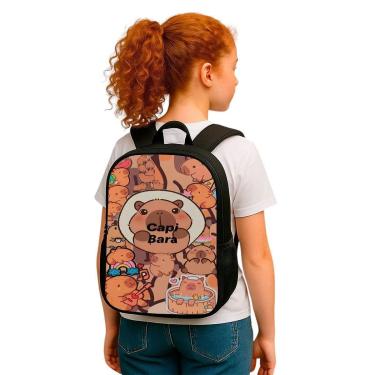 Imagem de Mochila Escolar Média Infantil 10 Litros Nylon Reforçada Desenho Versátil Passeio Capibara-Masculino
