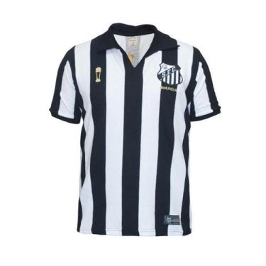 Imagem de Camisa Retrô Masculina Santos Bimundial Listrado 62/63, M