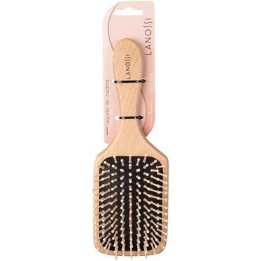 Imagem de Escova de Cabelo Raquete com Cabo de Madeira Lanossi Beauty & Care par