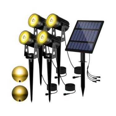 Imagem de Holofote LED Solar RGB Branco Quente Para Exterior, IP65 À Prova d'Águ