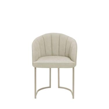 Imagem de Cadeira com Encosto Anatômico e Pés de Aço Beverly Champanhe/Soft Palha