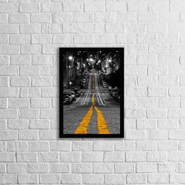 Imagem de Quadro Decorativo Fotografia Rua Pista Amarela 34x23cm