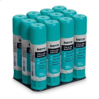Imagem de Kit 12 Cola Bastão 10g Bazze Escolar Seca Rapido Lavável Atóxica - Dar