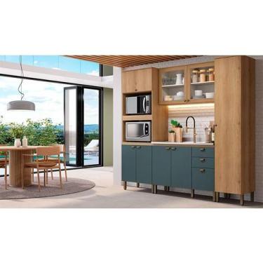 Imagem de Cozinha Modulada Finesse Ambiente Composição 24 Capuccino Azul - THB -