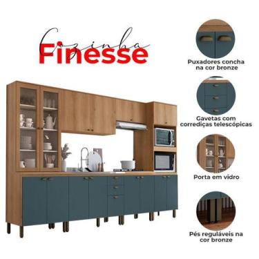 Imagem de Cozinha Modulada Finesse Composição 19 Capuccino Azul- THB - THB Móvei