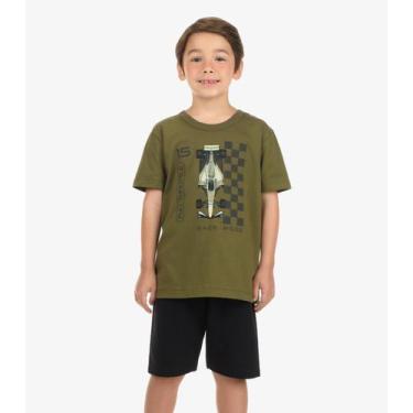 Imagem de Conjunto Camiseta com Bermuda Masculino Rovi Kids Verde, 10, Verde