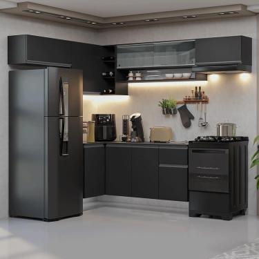 Imagem de Armário De Cozinha Completa De Canto Suspenso 405 Cm Preto Nice Madesa 04 Preto