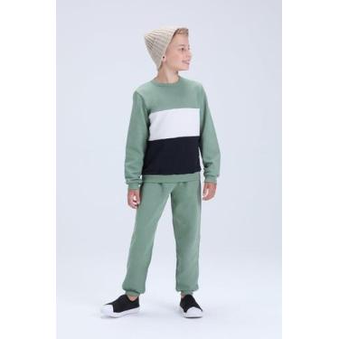 Imagem de Conjunto Infantil de Inverno Masculino Moletom Tricolor - Vida Costeir