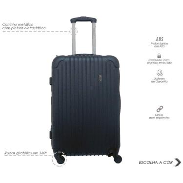 Imagem de Mala Rígida De Fibra 360° Tamanho Grande - Gladiador - A2 - Preto