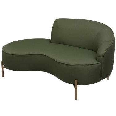 Imagem de Sofá Curvo 2 Lugares 150cm Braço Esq. Thommy Pés Ouro Linho Verde - Nexta Casa