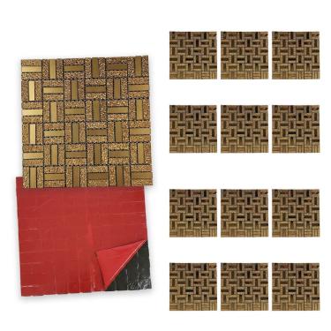 Imagem de Pastilha De Vidro Adesiva Kit 12 Uni Parede Sala Cozinha Banheiro Decorativa Facil Aplicacao Moderna Requintado Reforma