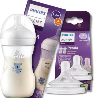 Imagem de Kit Mamadeira Decorada Philips Avent Pétala 260Ml Bico Nº3 Fluxo Médio