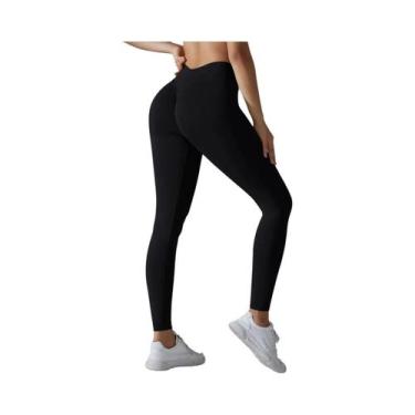 Imagem de Leggings De Yoga De Cintura Alta Para Mulheres, Sem Costura, Efeito Le