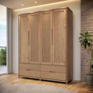 Imagem de Guarda Roupa Madeira Maciça 3305U Nest 04 Portas e 04 Gavetas Tauari Finestra