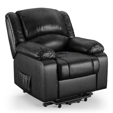 Imagem de Poltrona Do Papai Reclinável Melim Elevação Lift Elétrico Couro Sintético Preto D'Rossi