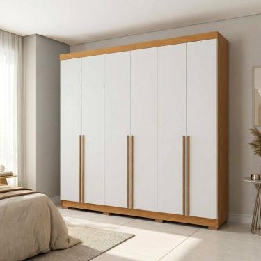 Imagem de Guarda-roupa Casal 6 Portas 3 Gavetas 100% Mdf Florença Cerejeira/Nevaska