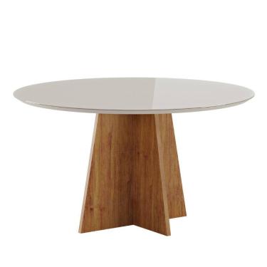 Imagem de Mesa de Jantar Redonda 135cm com Tampo de Vidro Mundy Viero