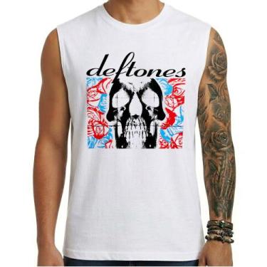 Imagem de Camiseta regata masculina - Deftones - DASANTIGAS, Branco, Branco, PP