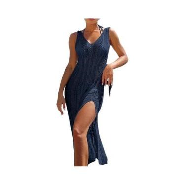 Imagem de Vestido Maxi Sem Mangas Para Mulheres, Verão 2024, Elegante, Tricotado