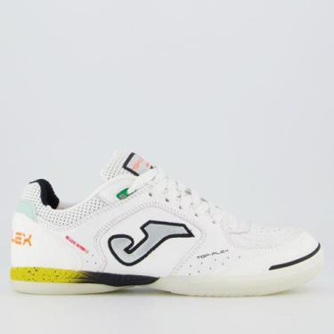 Imagem de Chuteira Joma Top Flex Futsal Branca e Amarela, 38