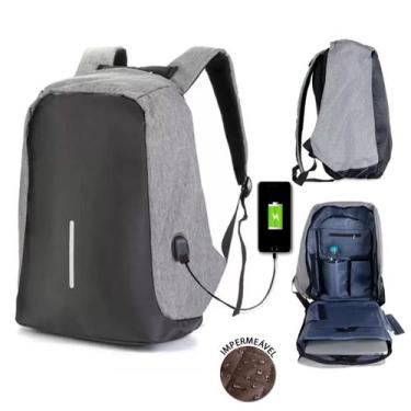 Imagem de Mochila Antifurto Impermeável Notebook c/ USB Reforçada 43cm - 123 Úti