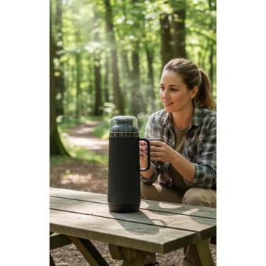 Imagem de Garrafa Térmica 1L Preta: Quente ou Frio Por Horas - Congratulations S
