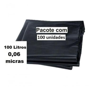 Imagem de Saco de Lixo P6 Preto 100L Super Reforçado Classe 1 Pacote com 100 Unidades Higipack