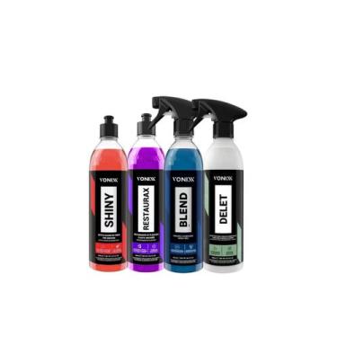 Imagem de Kit limpeza de pneus shiny pretinho restaurax blend spray vonixx