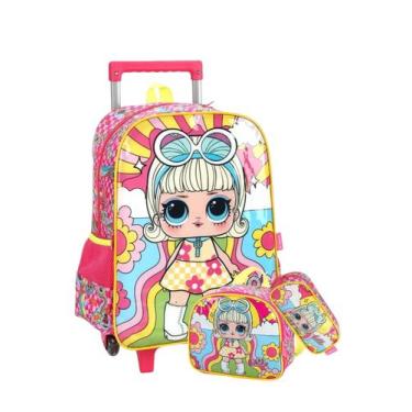 Imagem de Kit Escolar LOL Surprise Mochila Rodas + Lancheira + Estojo, Rosa