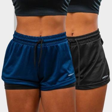 Imagem de Kit 2 Short 2 em 1 Feminino Dryfit Academia Bermuda Dupla Para Treino 