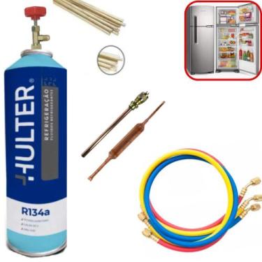Imagem de Kit Recarga De Gás R134a para Geladeira/freezer, Solda, Filtro - Hulte