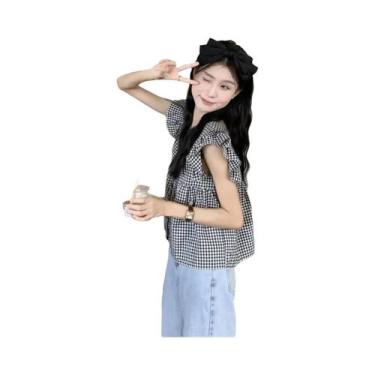 Imagem de Camisa Feminina De Verão Estilo Coreano Em Algodão Respirável Com Deco