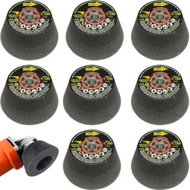 Imagem de 8 Rebolos Copo Cônico 4 Polegadas Grão 120 Rosca M14 Mármore Porcelana