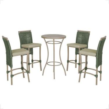 Imagem de Mesa Bistrô e 4 Banquetas Roma Fendi Corda Náutica Estofado 7 Trama Or