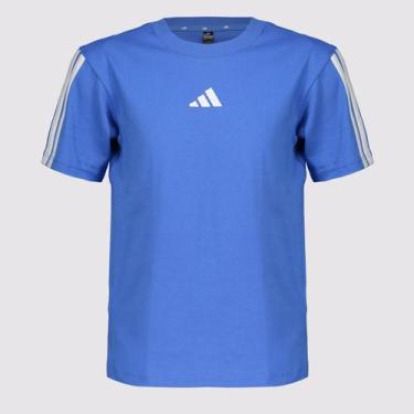 Imagem de Camiseta Adidas 3 Stripes Juvenil Azul, 16 ANOS