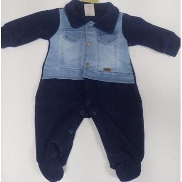 Imagem de Macacão Plush Buckle Casaco Bebê Menino Inverno Katita 159 -, Azul mar