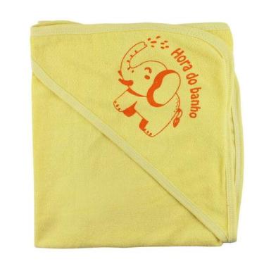 Imagem de Toalha de banho bebe mafessoni simples c/capuz, amarelo