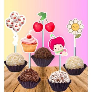 Imagem de Kit 30 topper para doces Cerejinha, topper para docinho cerejinha, cer