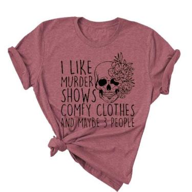 Imagem de Camiseta Laibao Women Horror Friends Murder Shows vermelha XXXL