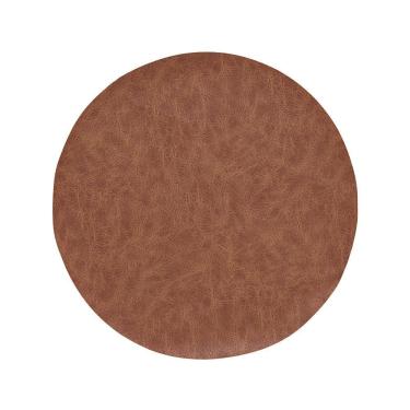Imagem de Jogo Americano Ravena Redondo Marble para Mesa PVC Textura Couro Conhaque Copa & Cia