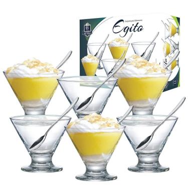 Imagem de Conjunto de Taças de Sobremesa New Egito Vidro 255ML 12 Peças para Sorvetes Transparente Ruvolo