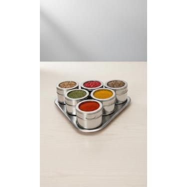 Imagem de Conjunto 6 Porta Temperos Magnéticos Inox - Congratulations Store