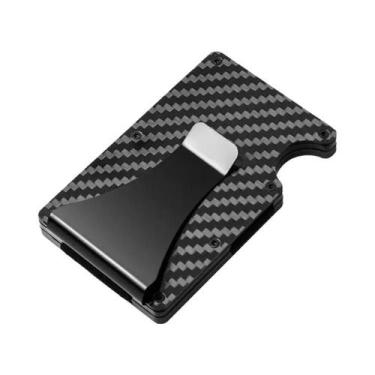 Imagem de Carteira Minimalista Masculina Em Fibra De Carbono Com Bloqueio RFID, 