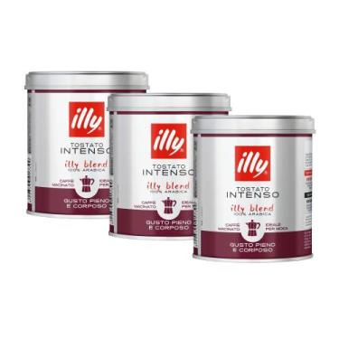 Imagem de Café Moído illy Intenso Moka 125g Kit 3 Latas, Intenso