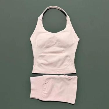 Imagem de Conjunto De Yoga Feminino Com Top Halter E Leggings Esportivas Sem Cos