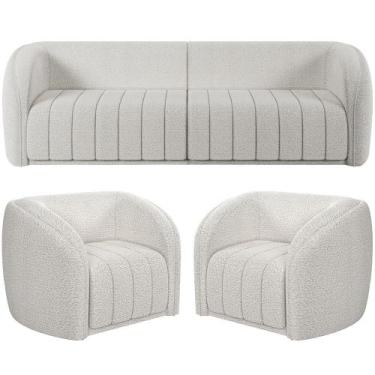 Imagem de Kit Sofá 4 Lugares Para Sala 292cm com 02 Poltronas Lazio M03 Bouclê B