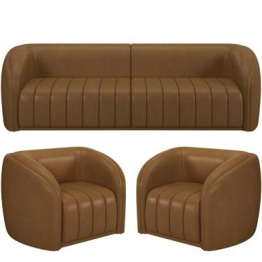 Imagem de Kit Sofá 04 Lugares Para Sala 252 cm com 02 Poltronas Lazio M03 materi