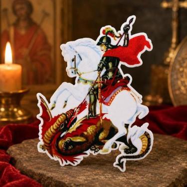 Imagem de Adesivo Vinil Impermeável São Jorge Tradicional 10 x 8 cm - Lua Místic