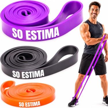 Imagem de Super Band Kit 3 Faixas Elásticas de Resistência para Musculação e Treino