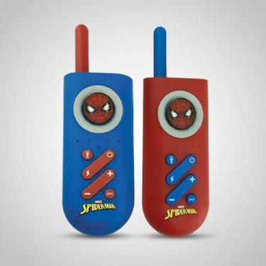Imagem de Walkie Talkie Infantil Rádio Comunicador Homem Aranha Lanterna e Pilha